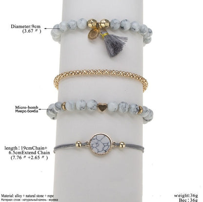 Turquoise Tassel Round Stone Bracelet