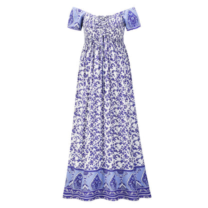 Floral Back Waist Waist A-line Dress