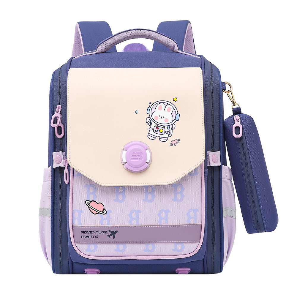 One Piece Primary School Student Schoolbag Boys And Girls Burden Reduction Spine Protection