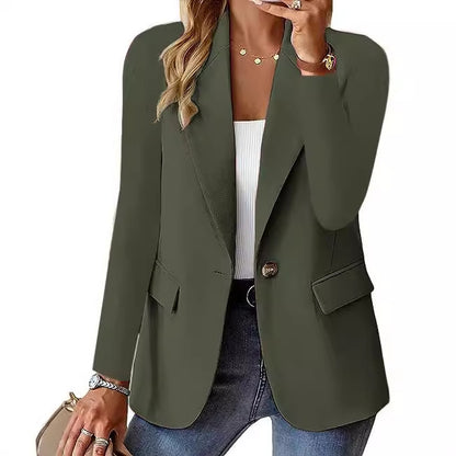 Fashion Casual Women Blazer Long-sleeved Solid Color Casual Cardigan
