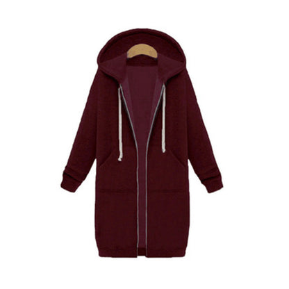 Hooded Fleece Long Jacket Women