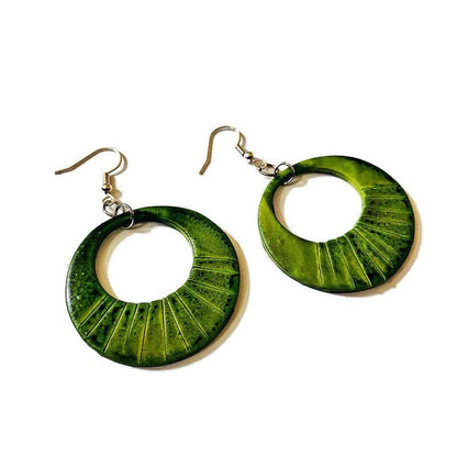 Olive Green Hoop Earrings-0
