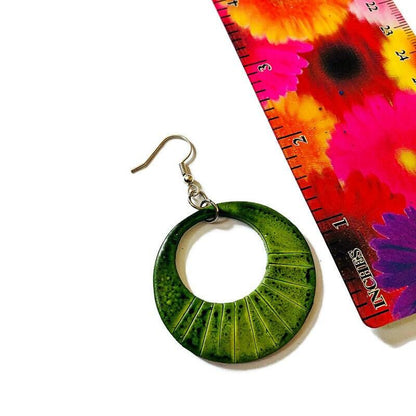 Olive Green Hoop Earrings-3